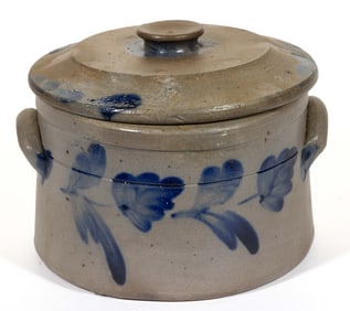 BALTIMORE, MARYLAND DECORATED STONEWARE COVERED CAKE CROCK