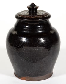 MARYLAND OR PENNSYLVANIA EARTHENWARE / REDWARE COVERED JAR