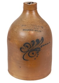 STAMPED BOSTON, MASSACHUSETTS MERCHANT'S STONEWARE JUG