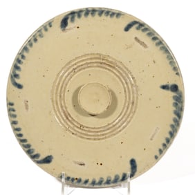 AMERICAN DECORATED STONEWARE CAKE CROCK COVER