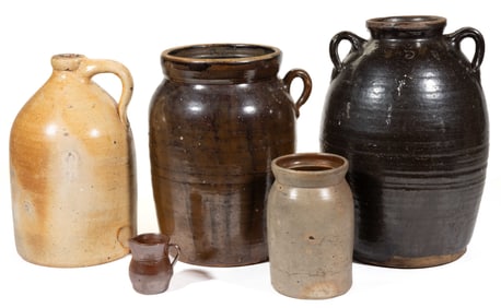 AMERICAN STONEWARE ARTICLES, LOT OF FIVE