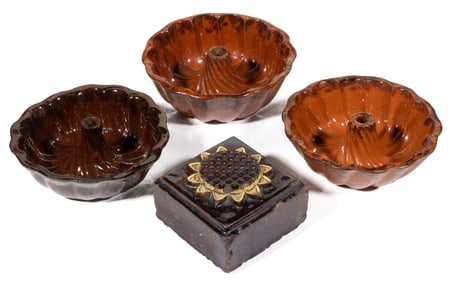 AMERICAN EARTHENWARE / REDWARE ARTICLES, LOT OF FOUR