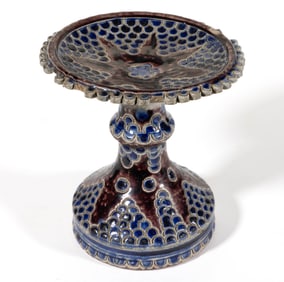 GERMAN WESTERWALD DECORATED STONEWARE PEDESTAL STAND