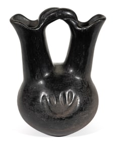 SOUTHWESTERN NATIVE AMERICAN BLACKWARE POTTERY WEDDING VASE
