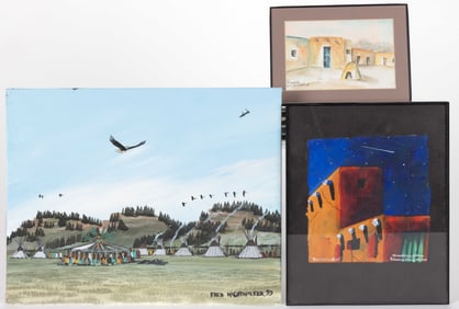 NATIVE AMERICAN PAINTINGS, LOT OF THREE