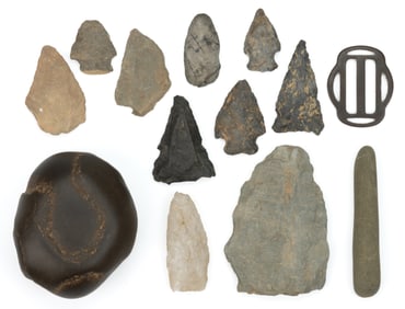 ROCKINGHAM CO., SHENANDOAH VALLEY OF VIRGINIA NATIVE AMERICAN AND OTHER ARTIFACTS, LOT OF 13