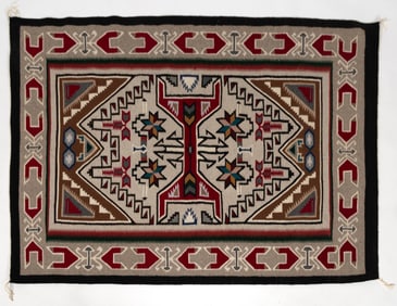 NATIVE AMERICAN NAVAJO TEEC NOS POS WOOL BLANKET / RUG