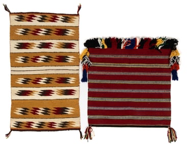 NATIVE AMERICAN NAVAJO WOOL WEAVINGS / BLANKETS, LOT OF TWO