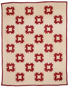 VIRGINIA "HANDS ALL ROUND / WREATH OF LILIES" PIECED QUILT