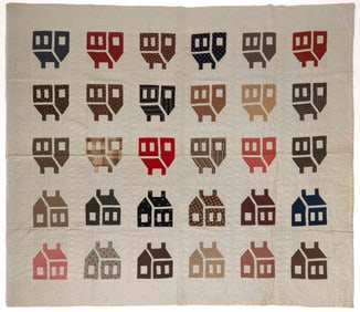 MID-ATLANTIC "OLD HOME / HOUSE" PIECED QUILT