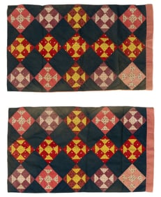 PENNSYLVANIA "SHOO FLY" PIECED PILLOW SHAMS / CASES, PAIR
