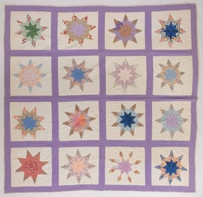 AMERICAN, POSSIBLY PENNSYLVANIA, "STAR OF THE EAST / BLAZING STAR" APPLIQUE AND PIECED QUILT