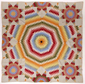 AMERICAN "LONE STAR / STAR OF BETHLEHEM" PIECED QUILT