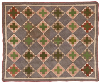 AMERICAN "ALBUM / CROSS PATCH" PIECED QUILT