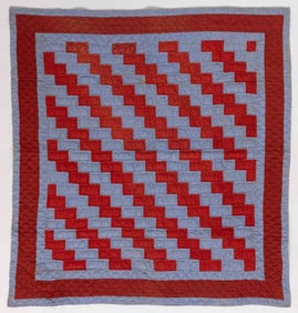 AMERICAN "BRICKWORK" PIECED CRIB QUILT