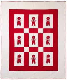 AMERICAN "OVERALL BOY" APPLIQUE QUILT