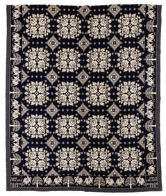 NEW YORK ATTRIBUTED DATED DOUBLE WEAVE COVERLET
