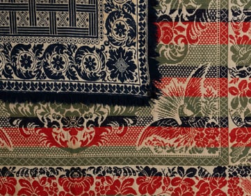 AMERICAN, POSSIBLY PENNSYLVANIA, JACQUARD COVERLETS, LOT OF TWO