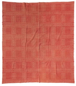 SHENANDOAH VALLEY OF VIRGINIA "LEAF AND SNOWBALL" VARIATION OVERSHOT COVERLET