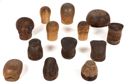RICHMOND, VIRGINIA-ASSOCIATED MILLINER'S HAT MOLDS, LOT OF 13