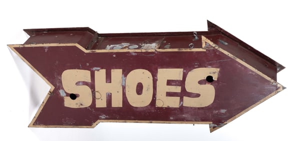 AMERICAN FOLK ART SHOES METAL TRADE SIGN