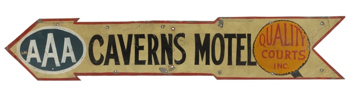 LURAY CAVERNS, PAGE CO., SHENANDOAH VALLEY OF VIRGINIA, ATTRIBUTED, MOTEL TRADE SIGN