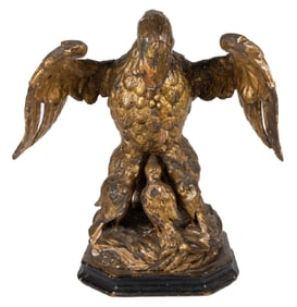 AMERICAN OR CONTINENTAL CARVED GILTWOOD EAGLE AND EAGLETS