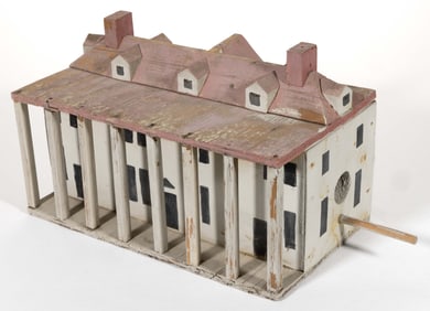 AMERICAN FOLK ART PAINT-DECORATED MOUNT VERNON BIRD HOUSE