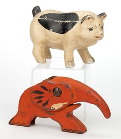AMERICAN CHALKWARE FIGURAL PIG