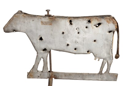 AMERICAN FOLK ART SHEET-METAL COW WEATHERVANE