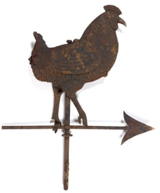ROCHESTER IRON WORKS CAST-IRON ROOSTER WEATHERVANE