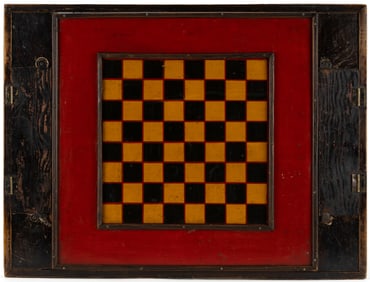 AMERICAN FOLK ART PAINT-DECORATED GAME BOARD