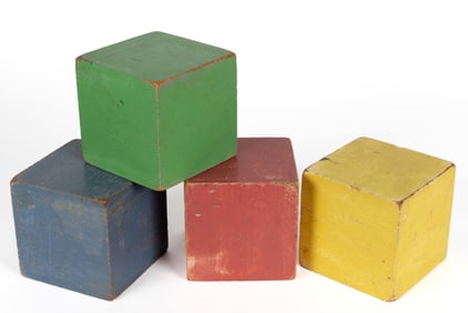 AMERICAN PAINTED CHILD'S TOY BUILDING BLOCKS, LOT OF FOUR