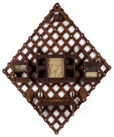 AMERICAN FOLK / TRAMP ART OVERSIZED WALL-POCKET / FRAME
