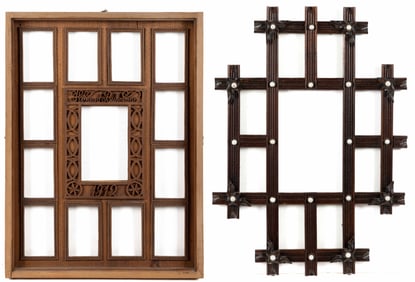 AMERICAN FOLK / TRAMP ART PICTURE FRAMES, LOT OF TWO