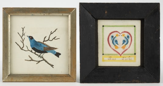 FOLK ART FRAKTUR DRAWINGS / VALENTINE / REWARD OF MERIT