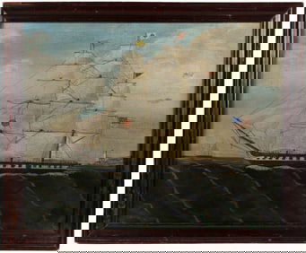 AMERICAN SCHOOL (19TH CENTURY) FOLK ART SHIP PORTRAIT