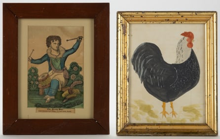 AMERICAN FOLK ART PAINTING OF A ROOSTER