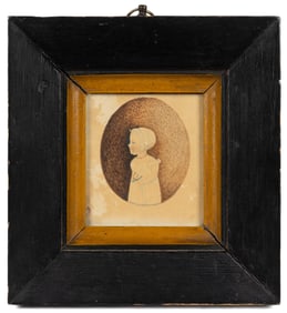 AMERICAN OR BRITISH SCHOOL (19TH CENTURY) FOLK ART MINIATURE PORTRAIT OF A CHILD
