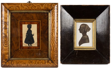 AMERICAN OR BRITISH SCHOOL (19TH CENTURY) CUT-AND-PASTED SILHOUETTES, LOT OF TWO