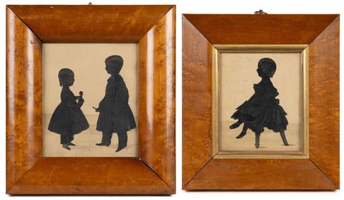 AMERICAN OR BRITISH SCHOOL (19TH CENTURY) CUT-AND-PASTED SILHOUETTES, LOT OF TWO