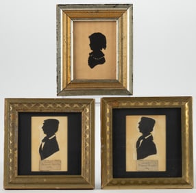 AMERICAN OR BRITISH SCHOOL (19TH CENTURY) CUT-AND-PASTED SILHOUETTES, LOT OF THREE