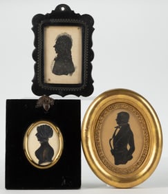 AMERICAN OR BRITISH SCHOOL (19TH CENTURY) FOLK ART MINIATURE PORTRAITS, LOT OF THREE