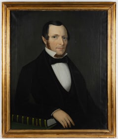AMMI PHILLIPS (NEW YORK / CONNECTICUT, 1788-1865), ATTRIBUTED, FOLK ART PORTRAIT OF A MAN