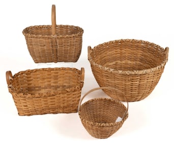 LUCY COOK / COOK FAMILY, PAGE CO., SHENANDOAH VALLEY OF VIRGINIA STAVE-TYPE WOVEN-SPLINT BASKETS,
