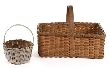 SHENANDOAH VALLEY OF VIRGINIA STAVE-TYPE WOVEN-SPLINT BASKETS, LOT OF TWO