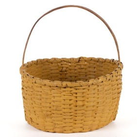 SOUTHWEST VIRGINIA PAINTED STAVE-TYPE WOVEN-SPLINT BASKET