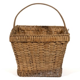 ELMER PROPST (PENDLETON, CO., WEST VIRGINIA, 1901-1973), ATTRIBUTED, STAVE-TYPE WOVEN-SPLINT BASKET