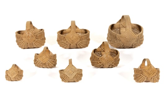 RICHARD ERVIN (ROCKINGHAM, NORTH CAROLINA, 1923-2012) RIB-TYPE WOVEN-SPLINT MINIATURE BASKETS,