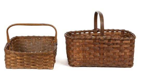 ASSORTED SPLINT GATHERING BASKETS, LOT OF TWO